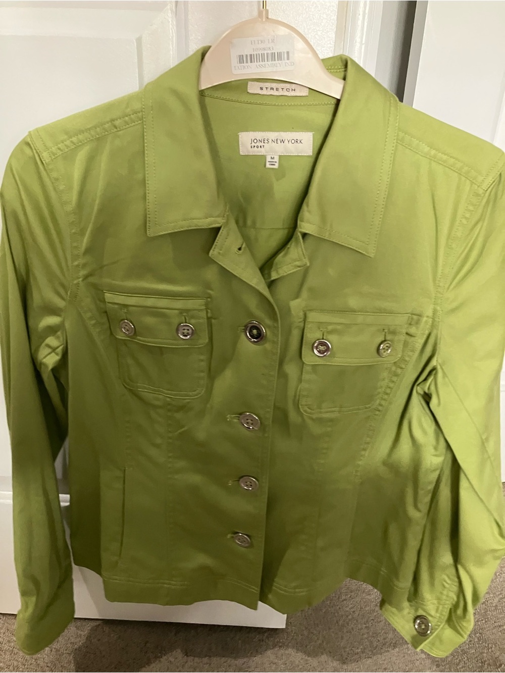 Jones New York Lime Green Button-Front Utility Jacket